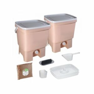 Kokoza Set kompostérů Bokashi Organko 1 (2 x 16 l) - růžový - 2 nádoby + 1 kg směsi bokashi Kokoza