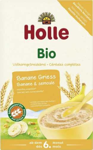 Holle Bio Organická ovocná kaše banán-krupice 250 g