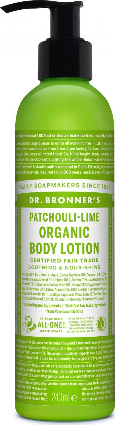 Dr. Bronner's Tělové mléko Patchouli-Lime 240 ml