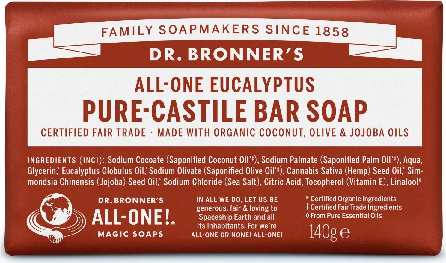 Dr. Bronner's Tuhé mýdlo Eukalyptus 140 g