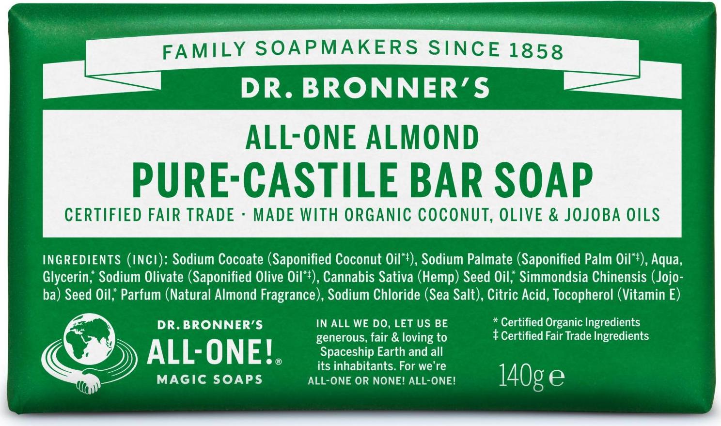 Dr. Bronner's Tuhé mýdlo Almond 140 g