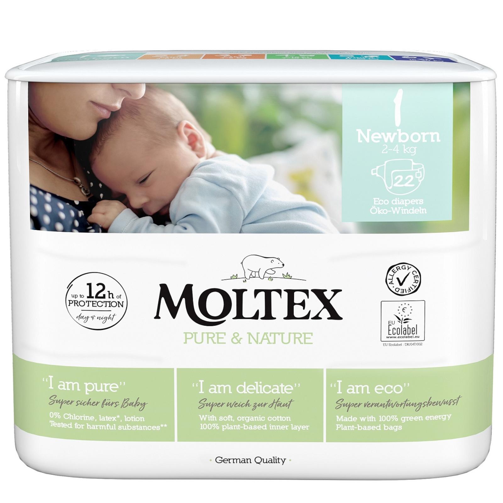 Moltex Dětské plenky Newborn 2-4 kg Pure & Nature 22 ks