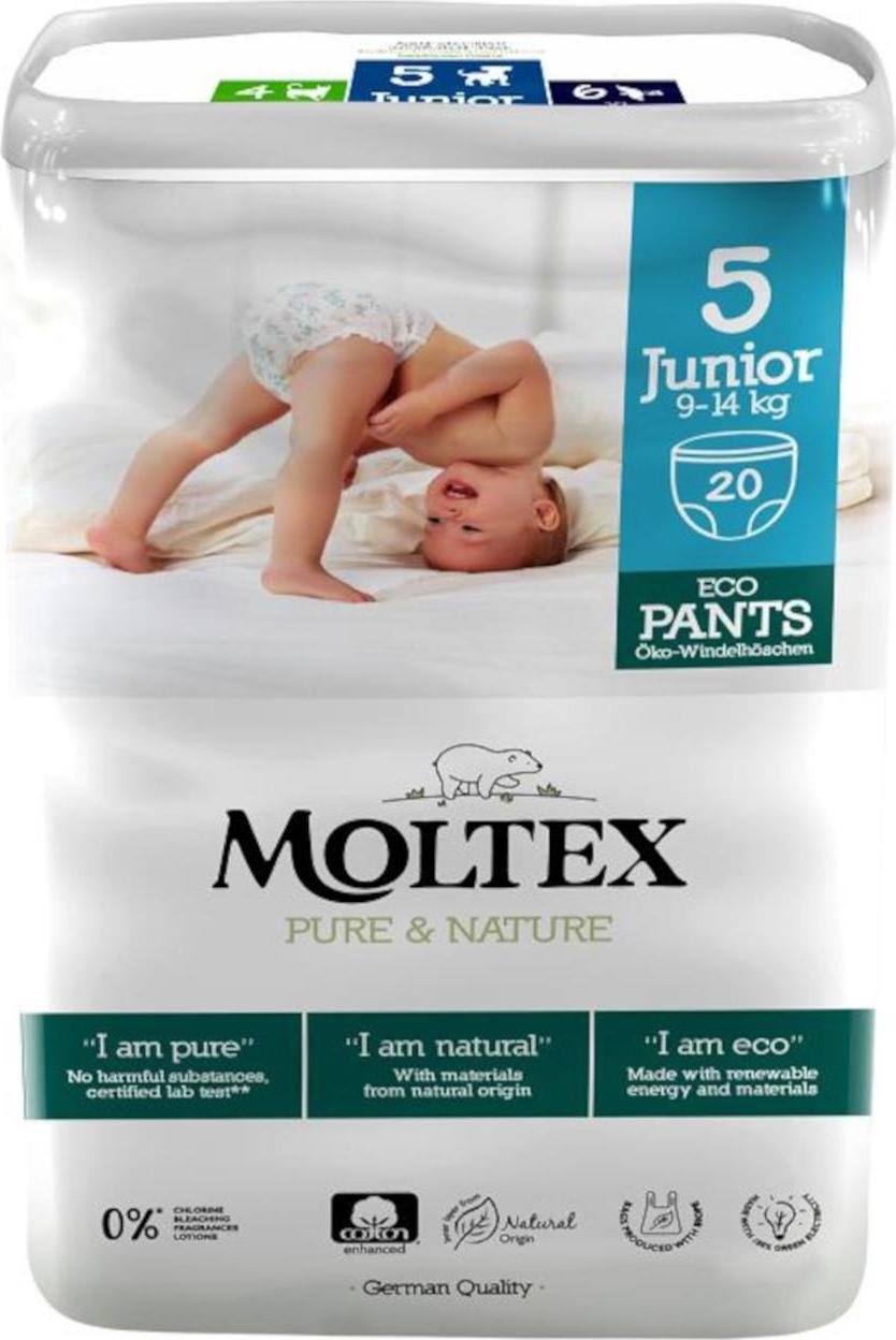 Moltex Natahovací plenkové kalhotky Pure & Nature Junior 9-14 kg 20 ks