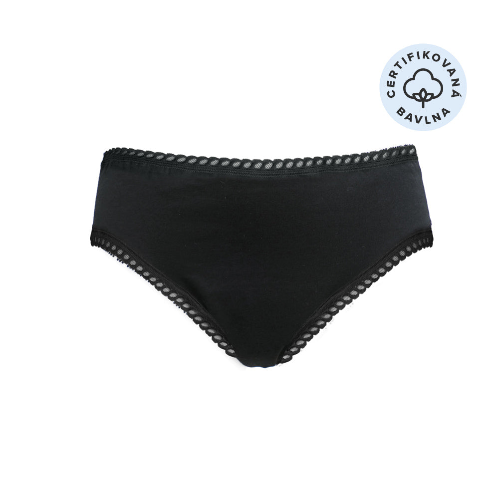 Anaé by Ecodis Menstruační kalhotky Panty na střední menstruaci - černé L - z certifikované biobavlny Ecodis