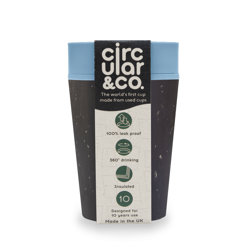 Circular Cup (227 ml) - černá/tyrkysová - z jednorázových papírových kelímků Circular Cup