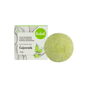 Kvitok Tuh&yacute; &scaron;ampon s kondicion&eacute;rem pro mastn&eacute; vlasy Čajovn&iacute;k 50 g - s rostlinn&yacute;m keratinem Kvitok
