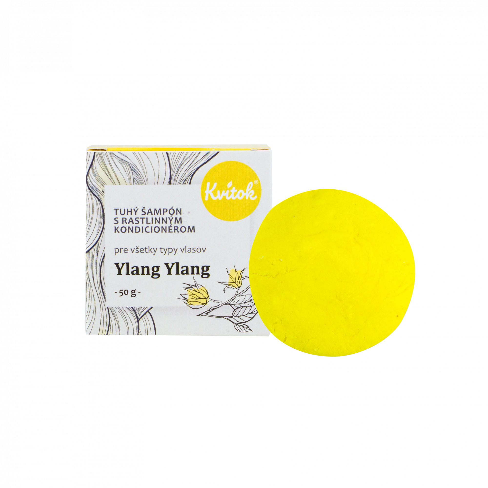 Kvitok Tuhý šampon s kondicionérem pro světlé vlasy Ylang Ylang 50 g - krásně pění Kvitok