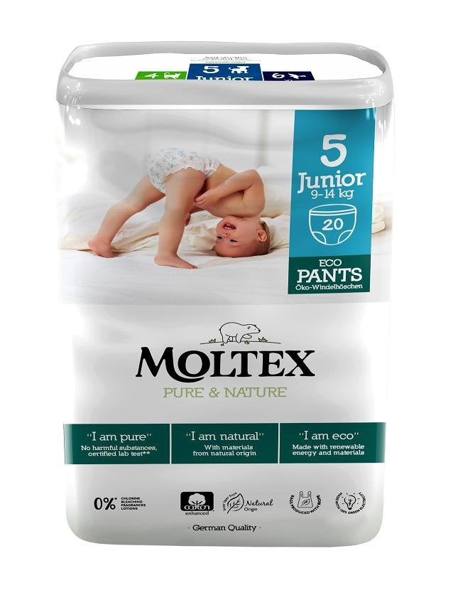 Moltex Natahovací plenkové kalhotky Pure & Nature - Junior 9-14 kg (20 ks) Moltex