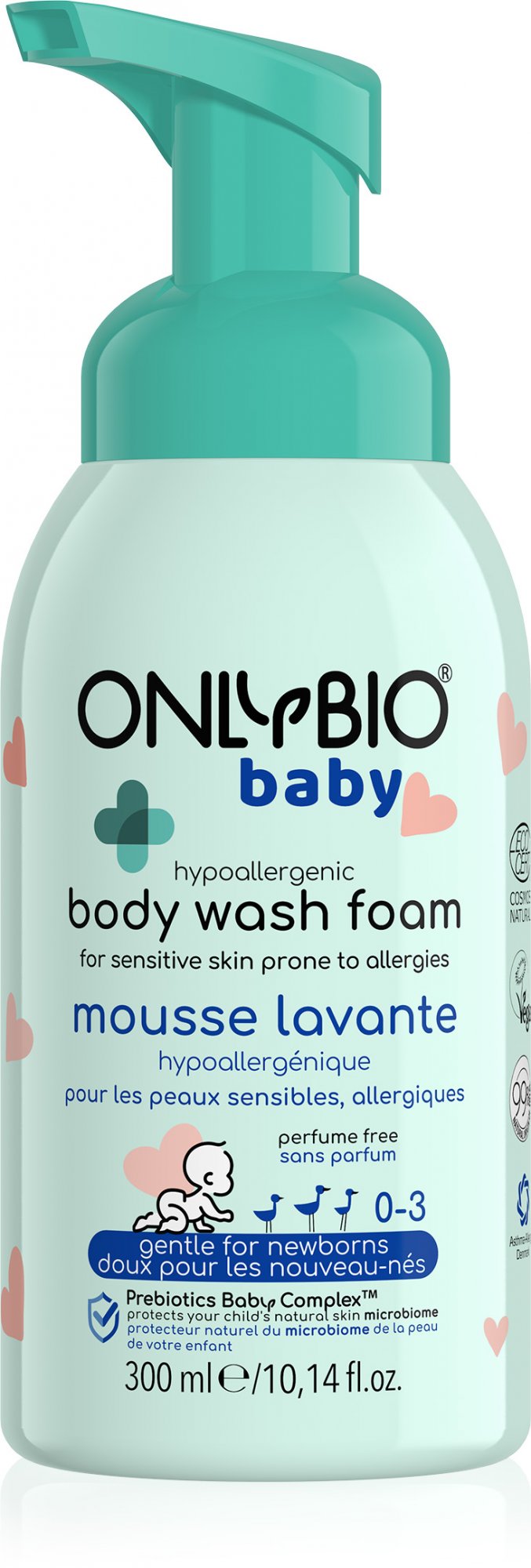 OnlyBio Hypoalergenní mycí pěna pro miminka (300 ml) - vhodná hned od narození OnlyBio