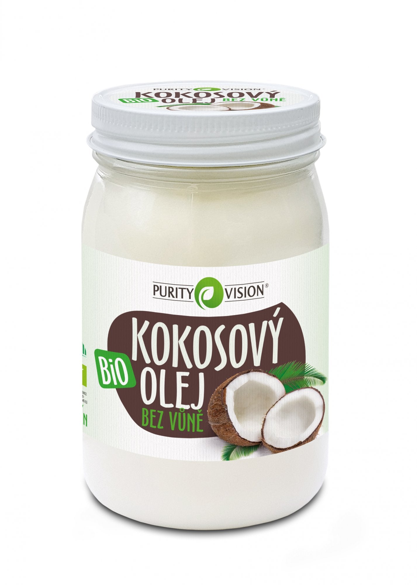 Purity Vision Kokosový olej bez vůně BIO 420 ml - bez typické kokosové vůně a chuti Purity Vision
