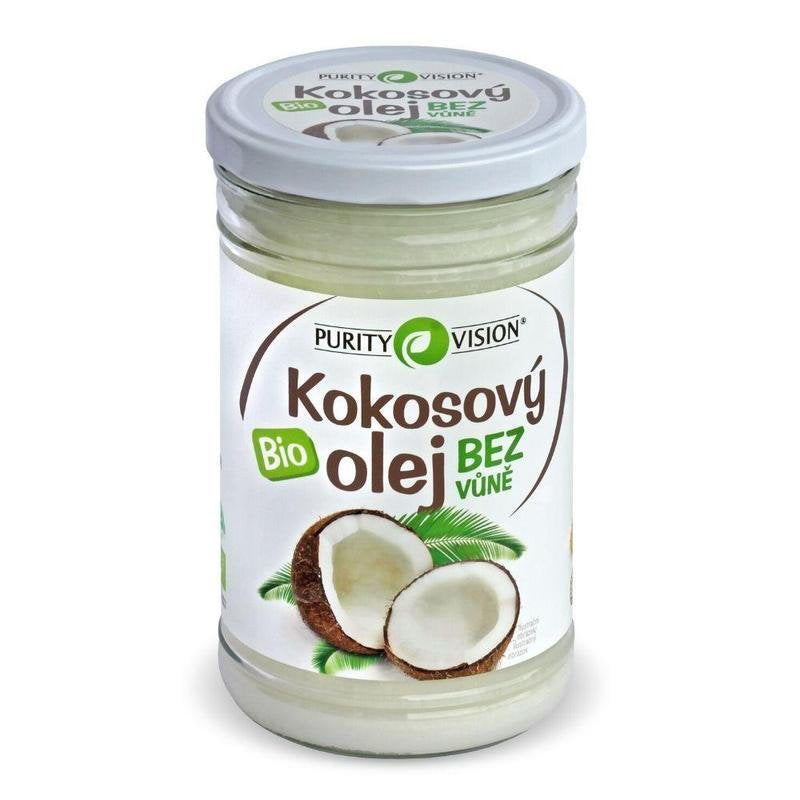 Purity Vision Kokosový olej bez vůně BIO 900 ml - bez typické kokosové vůně a chuti Purity Vision
