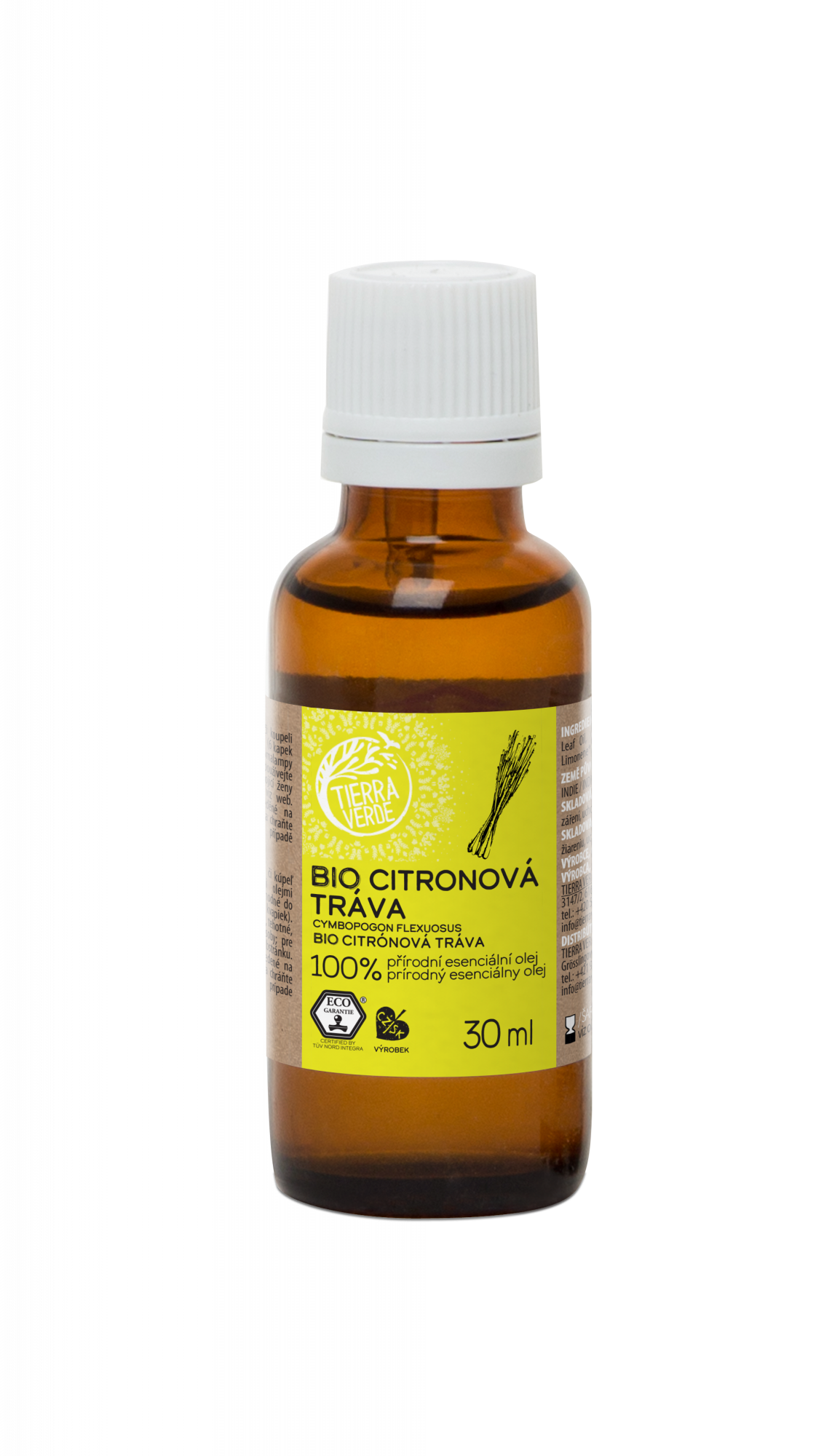Tierra Verde Esenciální olej Citronová tráva BIO 30 ml - pomůže při vyčerpání Tierra Verde