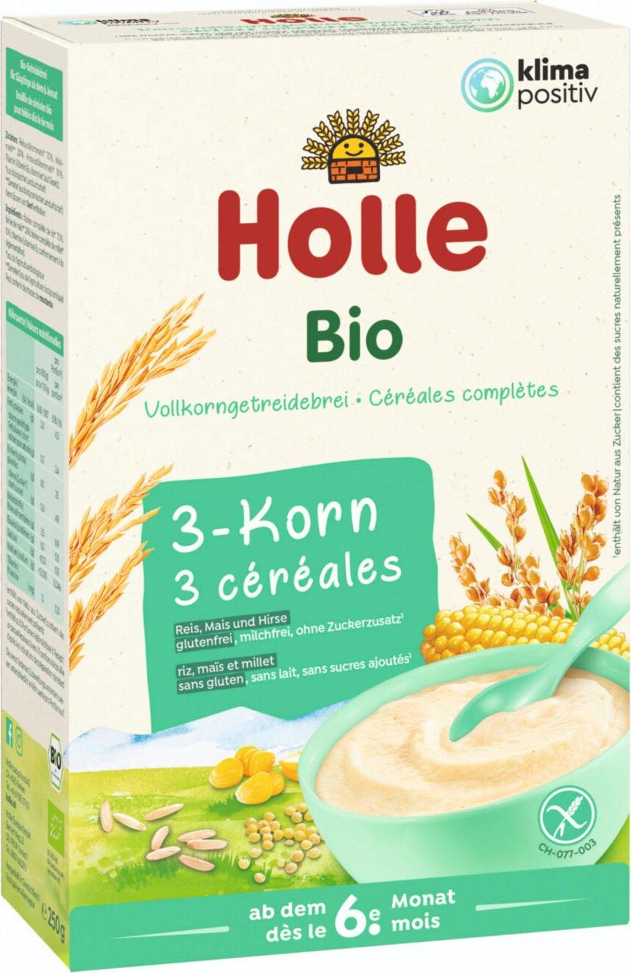 Holle Bio 3 druhy zrna kaše 250 g