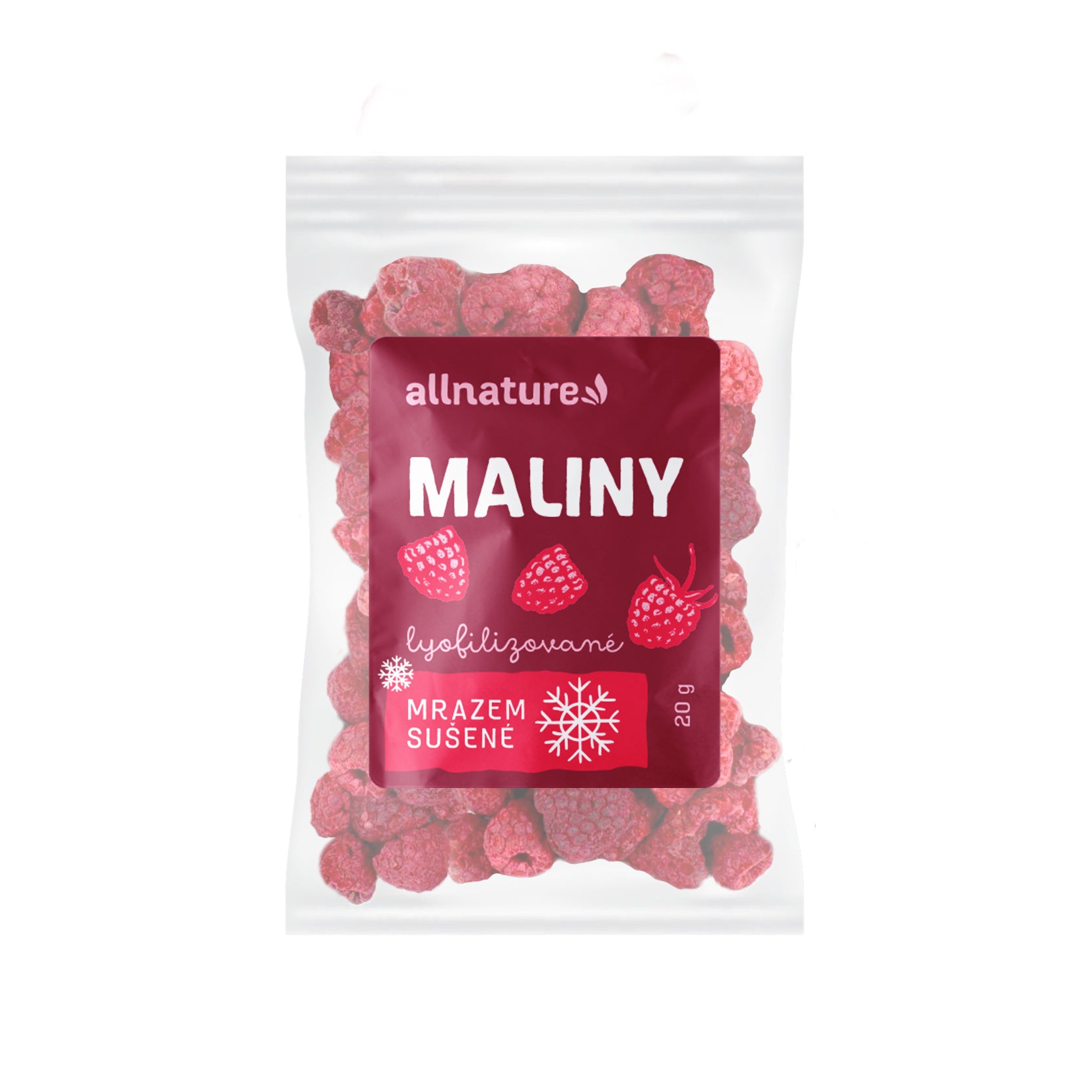 Allnature Malina sušená mrazem celá (20 g) - zachovává chuť a výživu čerstvých malin Allnature