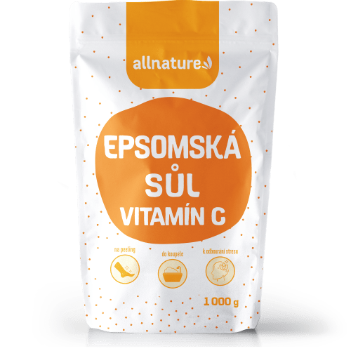 Allnature Epsomská sůl Vitamín C (1 kg) - s hořčíkem pro uvolněné tělo a mysl Allnature
