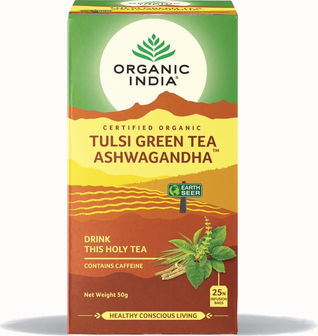Organic India Čaj Tulsi Green Tea Ashwaganda