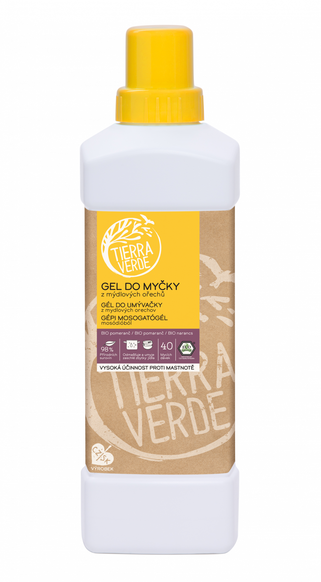 Tierra Verde Gel do myčky na nádobí - INOVACE - 1 l - II. jakost - z mýdlových ořechů v bio kvalitě Tierra Verde