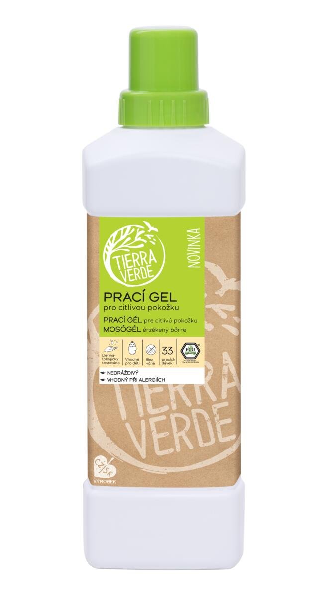 Tierra Verde Prací gel pro citlivou pokožku (1 l) - II. jakost - ideální pro ekzematiky