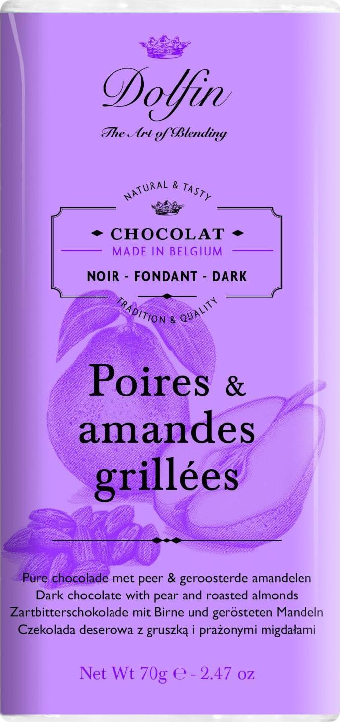 Dolfin Hořká čokoláda s hruškami a praženými mandlemi 70 g