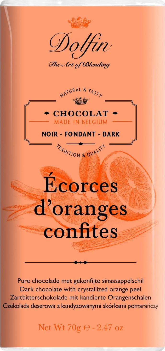 Dolfin Hořká čokoláda s krystalizovanou pomerančovou kůrou 70 g