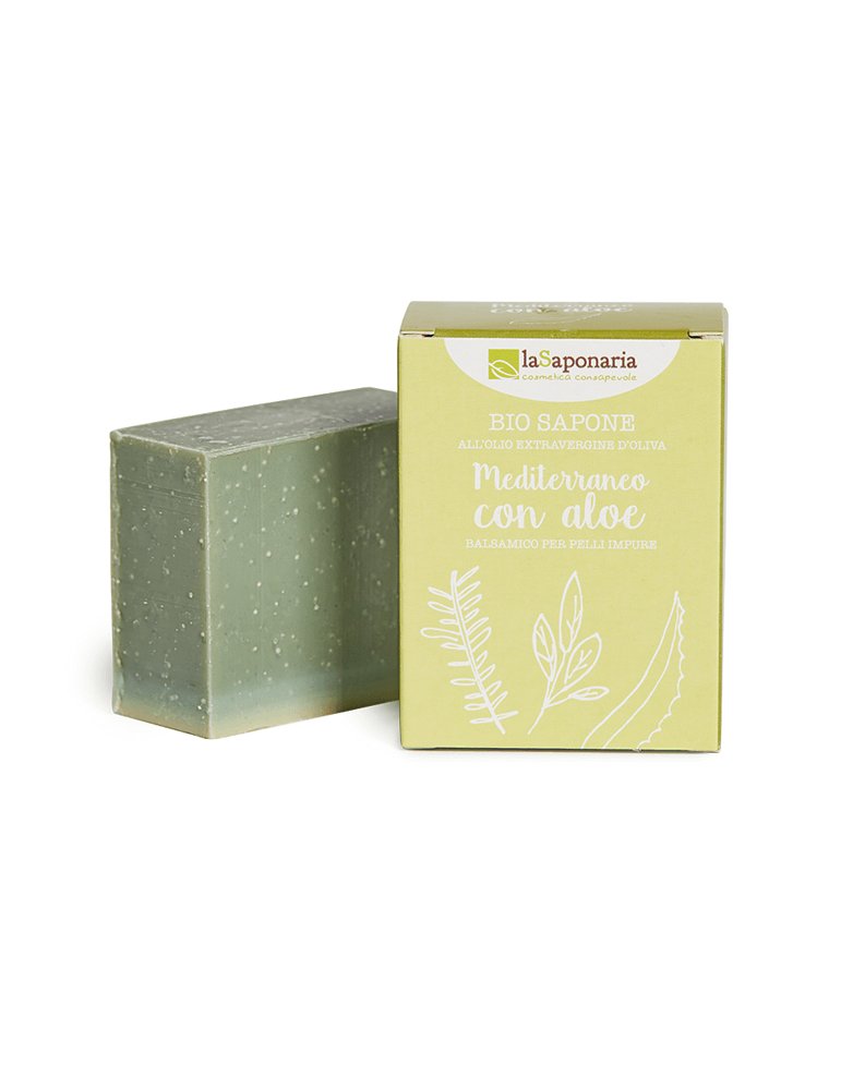 laSaponaria Tuhé olivové mýdlo BIO - Středomořské bylinky s aloe (100 g) - II. jakost laSaponaria