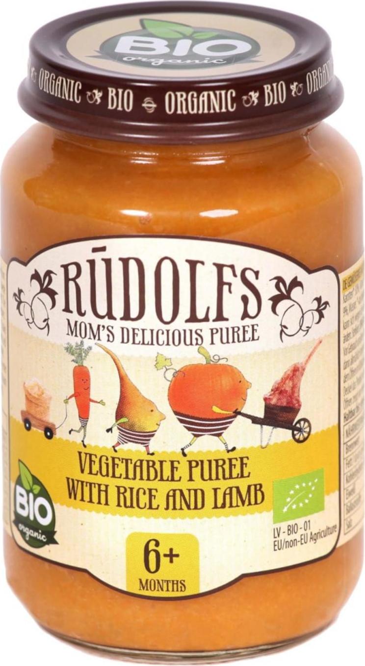 Rudolfs BIO Zelenina s rýží a jehněčím masem 190 g