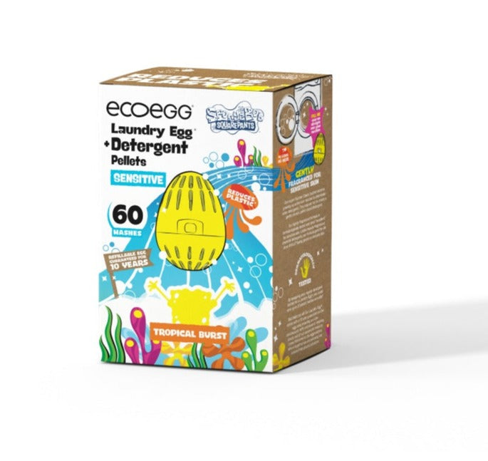 Ecoegg Prací vajíčko SpongeBob s vůní Tropical Burst Sensitive - na 60 pracích cyklů - vhodné pro alergiky i ekzematiky Ecoegg
