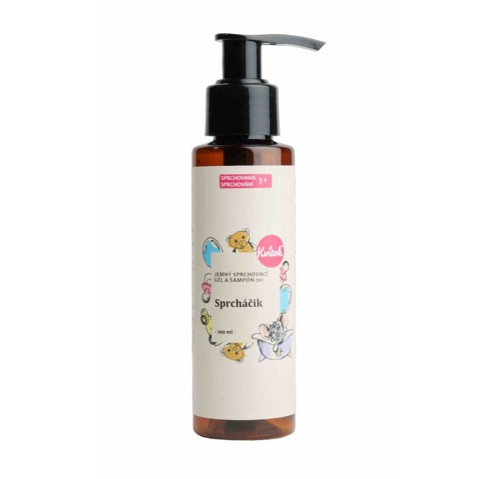 Kvitok Jemný dětský sprchový gel a šampon 2v1 Sprcháček (100 ml) - budou děti milovat Kvitok