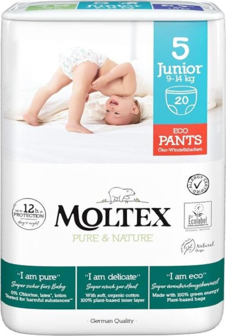 Moltex Natahovací plenkové kalhotky Pure & Nature Junior 9-14 kg 20 ks