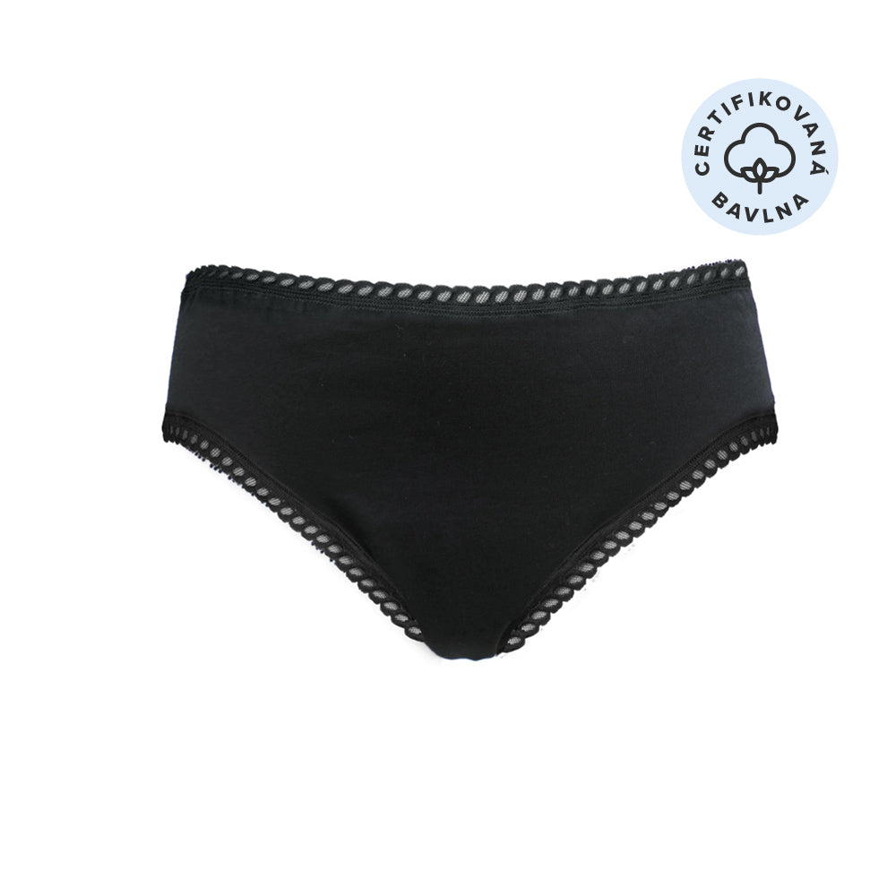 Anaé by Ecodis Menstruační kalhotky Panty na střední menstruaci - černé - L - z certifikované biobavlny Ecodis