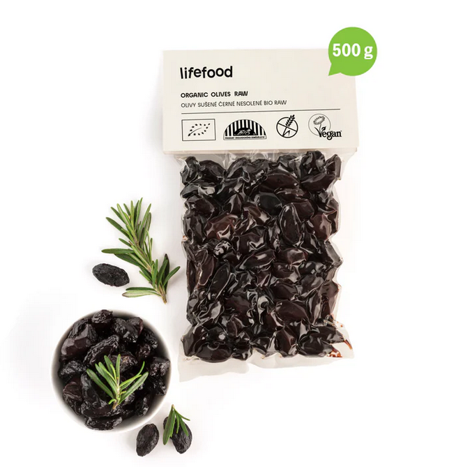 Lifefood Olivy Botija černé sušené s bylinkami RAW BIO (150 g) - bylinková chuť středomoří Lifefood