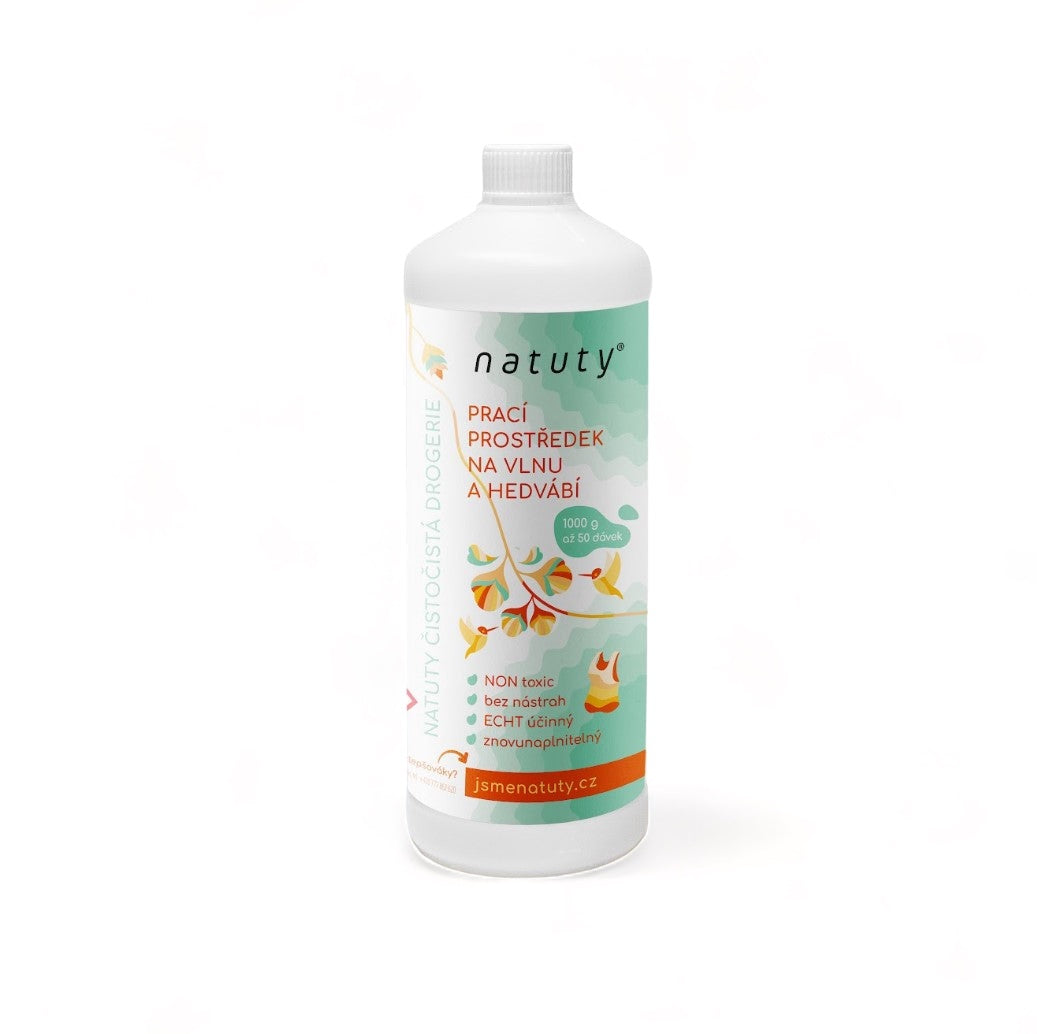 Natuty Prací gel na vlnu a hedvábí (1 l) - 50 pracích dávek v 1 litru Natuty