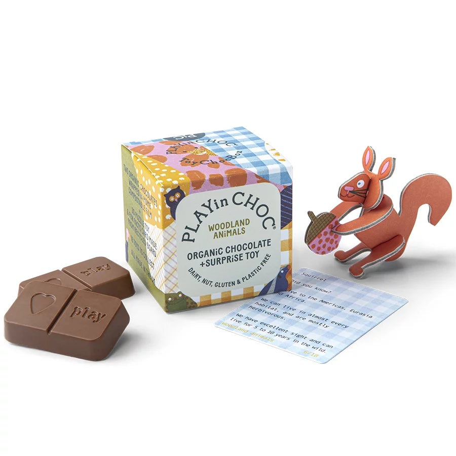 PLAYinCHOC Čokoláda Lesní zvířátka BIO (20 g) - hravá svačinka PLAYinCHOC