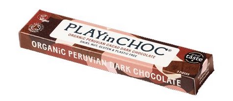 PLAYinCHOC Tmavá čokoláda Peru BIO (30 g) - hravá svačinka PLAYinCHOC