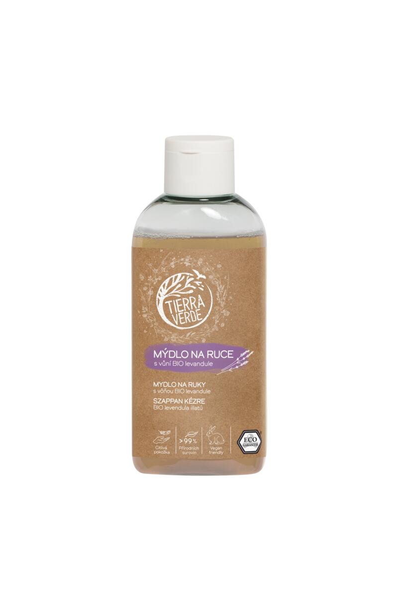 Tierra Verde Tekuté mýdlo na ruce - BIO Levandule - 100 ml - s českým bio jitrocelem Tierra Verde