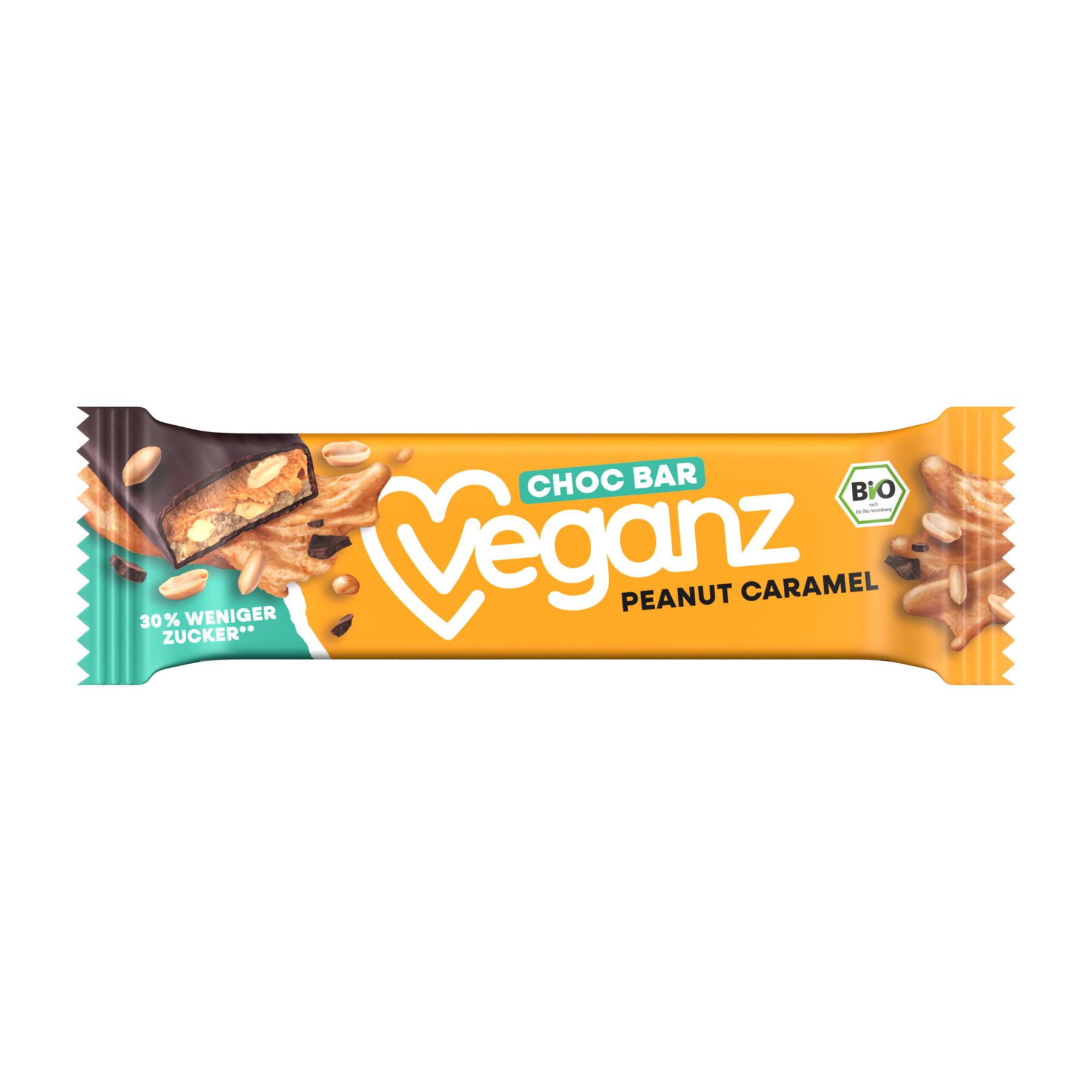 Veganz Čokoládová tyčinka s arašídy a karamelem BIO (50 g) - bez umělých přísad Veganz