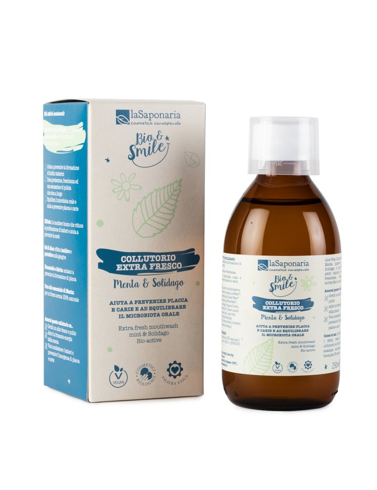 laSaponaria Extra svěží ústní voda s mátou a zlatobýlem BIO (250 ml) - pošk. obal laSaponaria