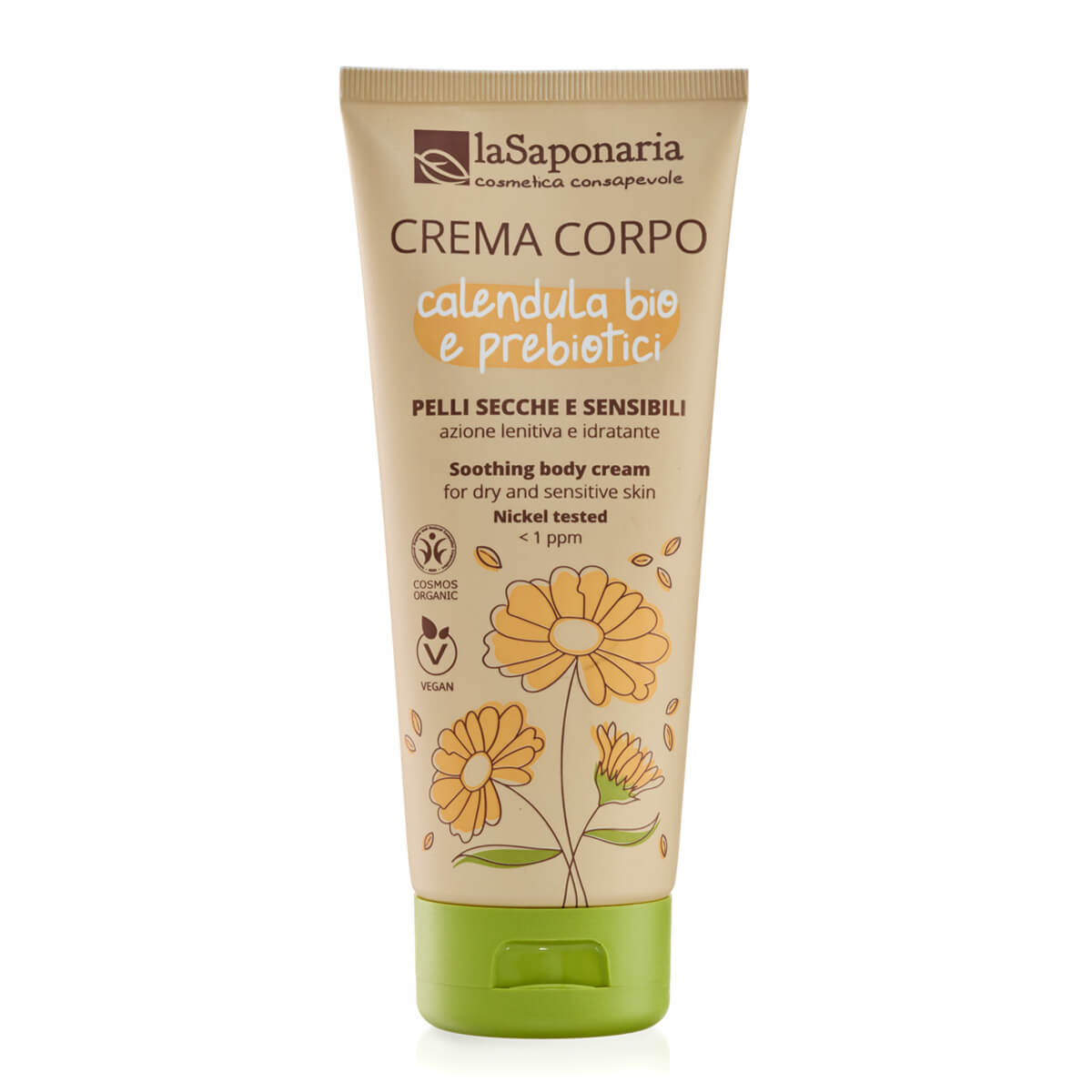 laSaponaria Tělový krém s BIO měsíčkem a prebiotiky pro citlivou pleť (200 ml) - vyživuje
