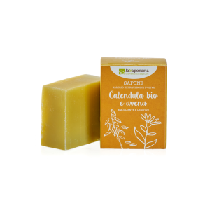 laSaponaria Tuhé olivové mýdlo BIO - Měsíček a oves (100 g) - vhodné na tělo i na obličej laSaponaria