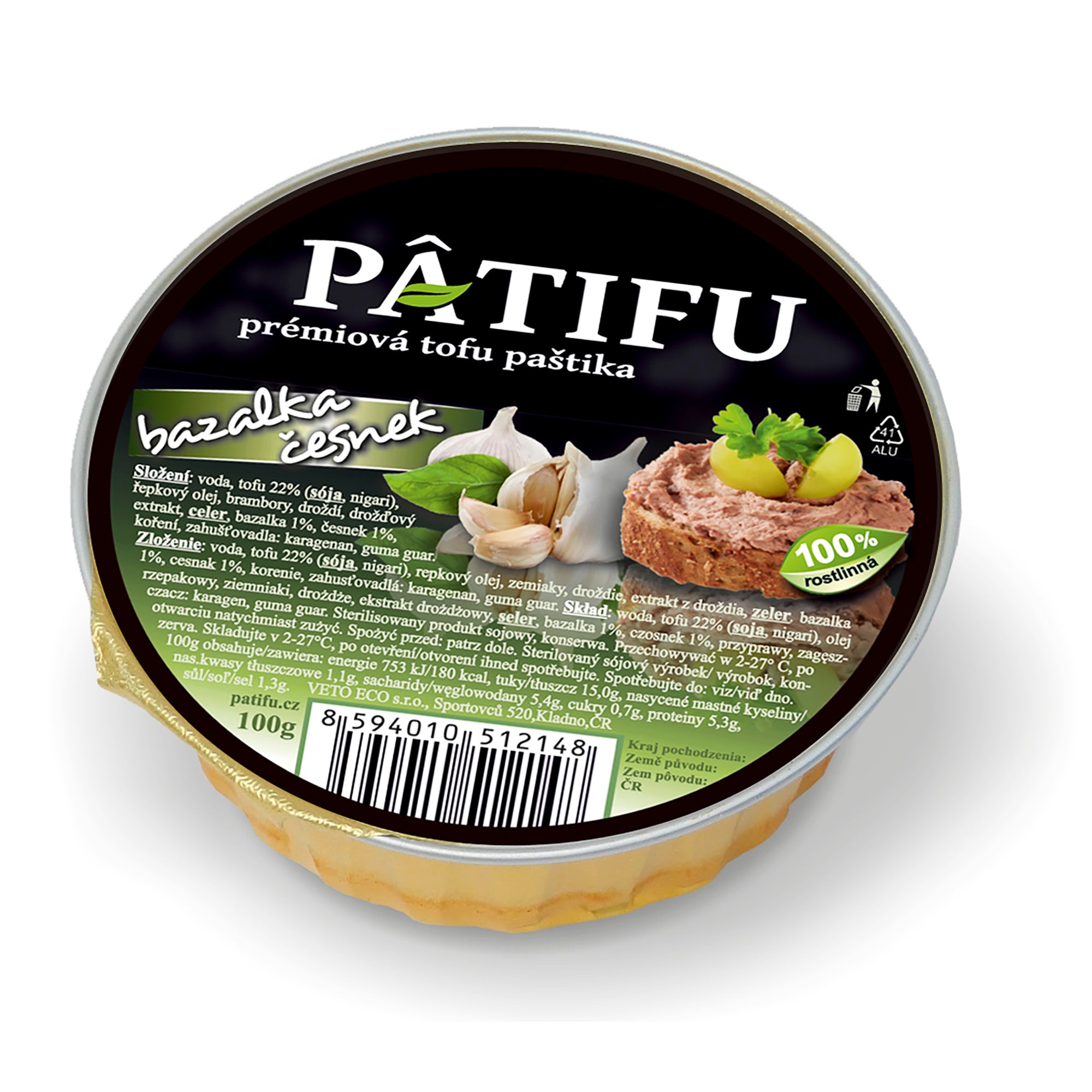 Alternativa paštiky PATIFU bazalka a česnek 100 g   VETO ECO Veto