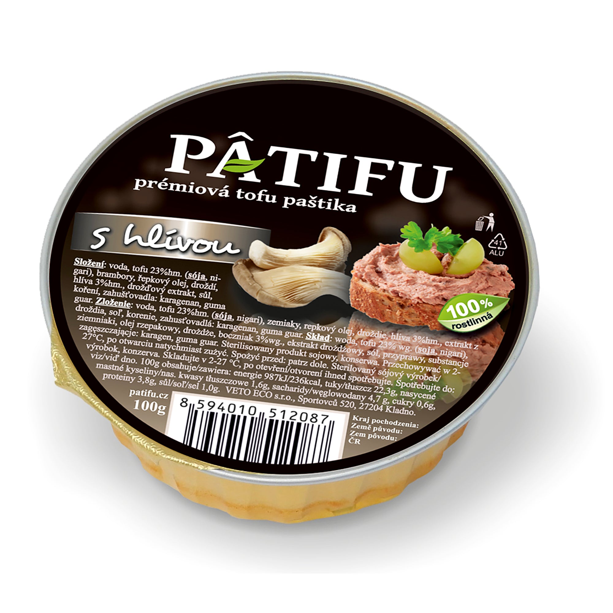 Alternativa paštiky PATIFU s hlívou 100 g   VETO ECO Veto