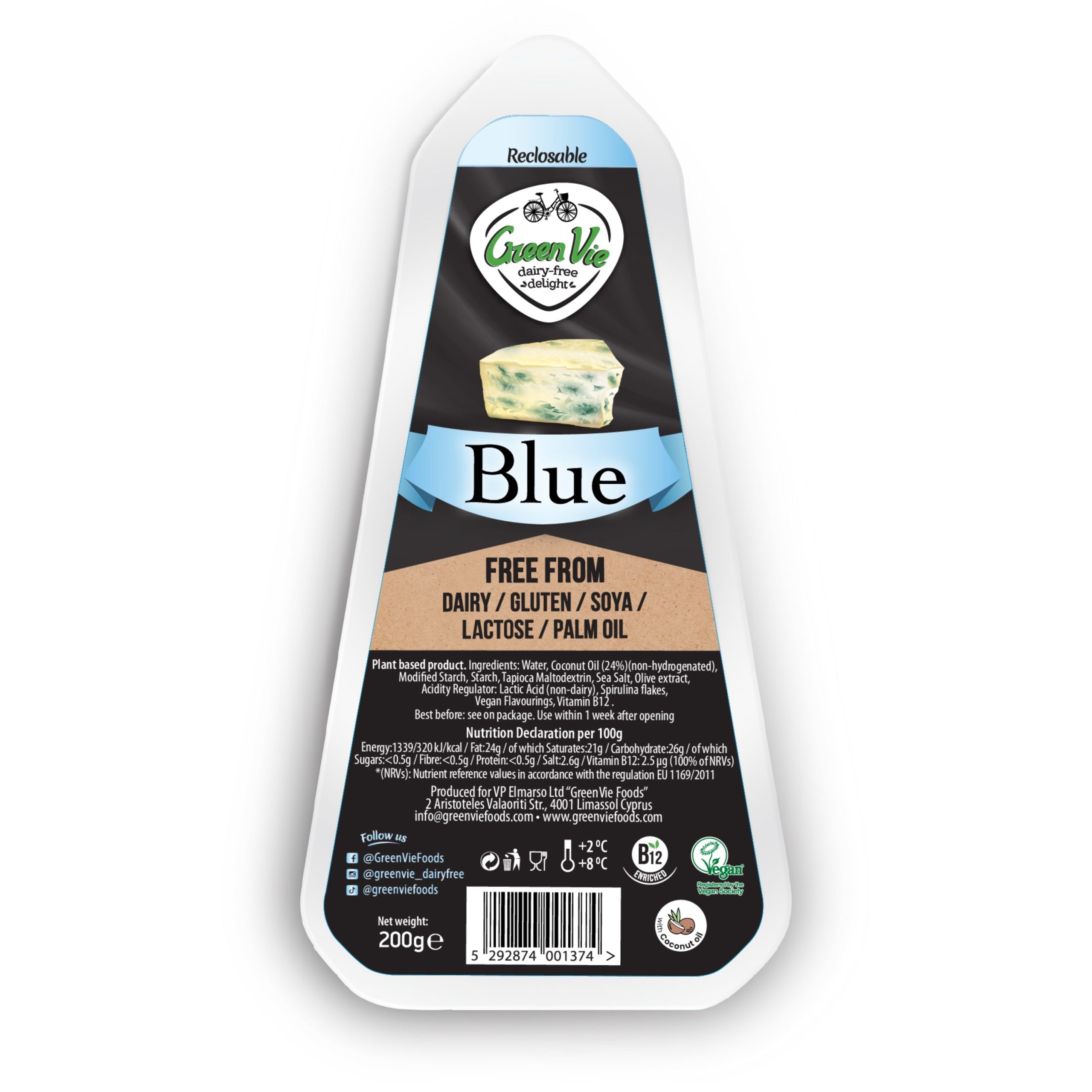 Blok s příchutí gorgonzola 200 g   GREENVIE Greenvie