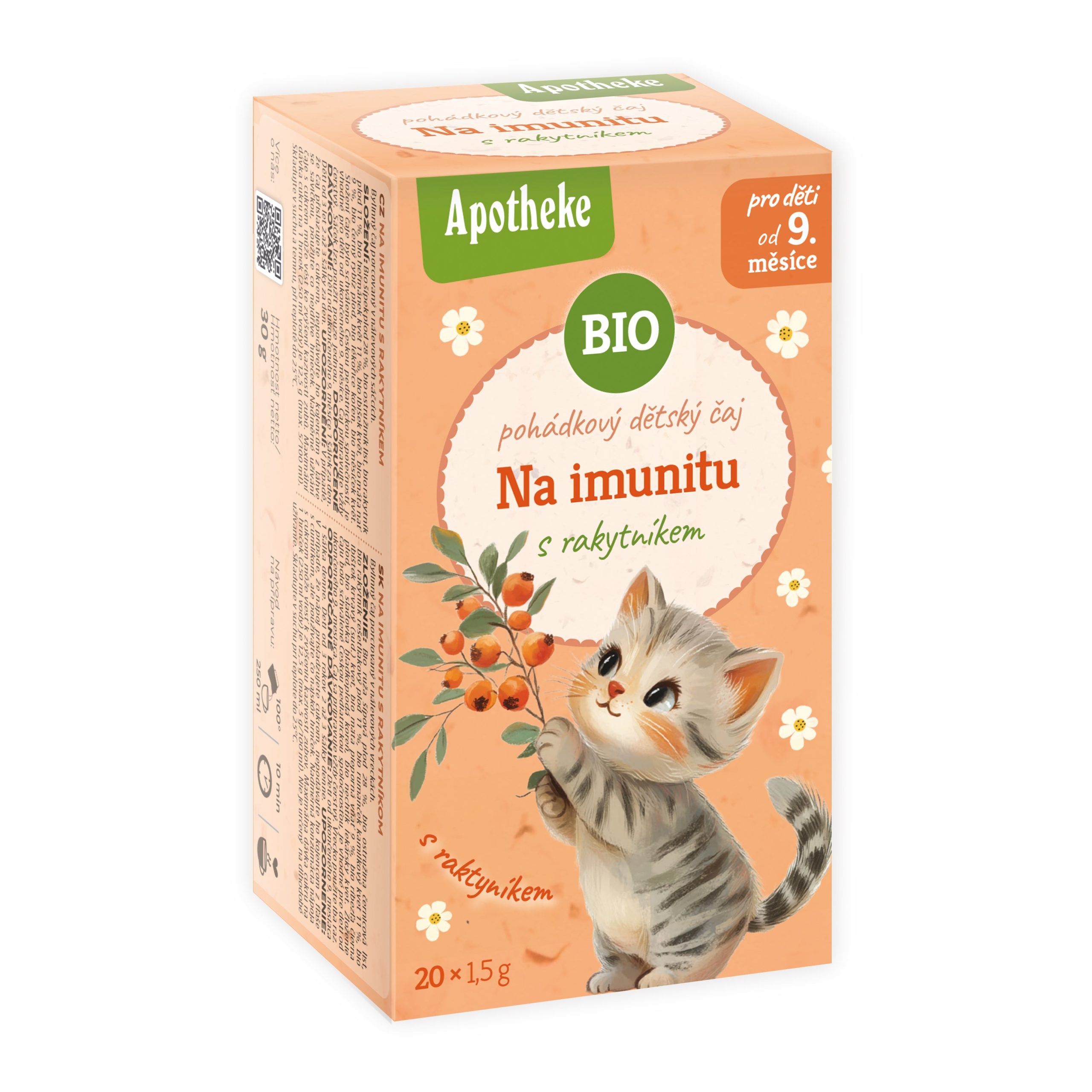 Čaj dětský Na imunitu s rakytníkem 20 sáčků 30 g BIO   MEDIATE Apotheke