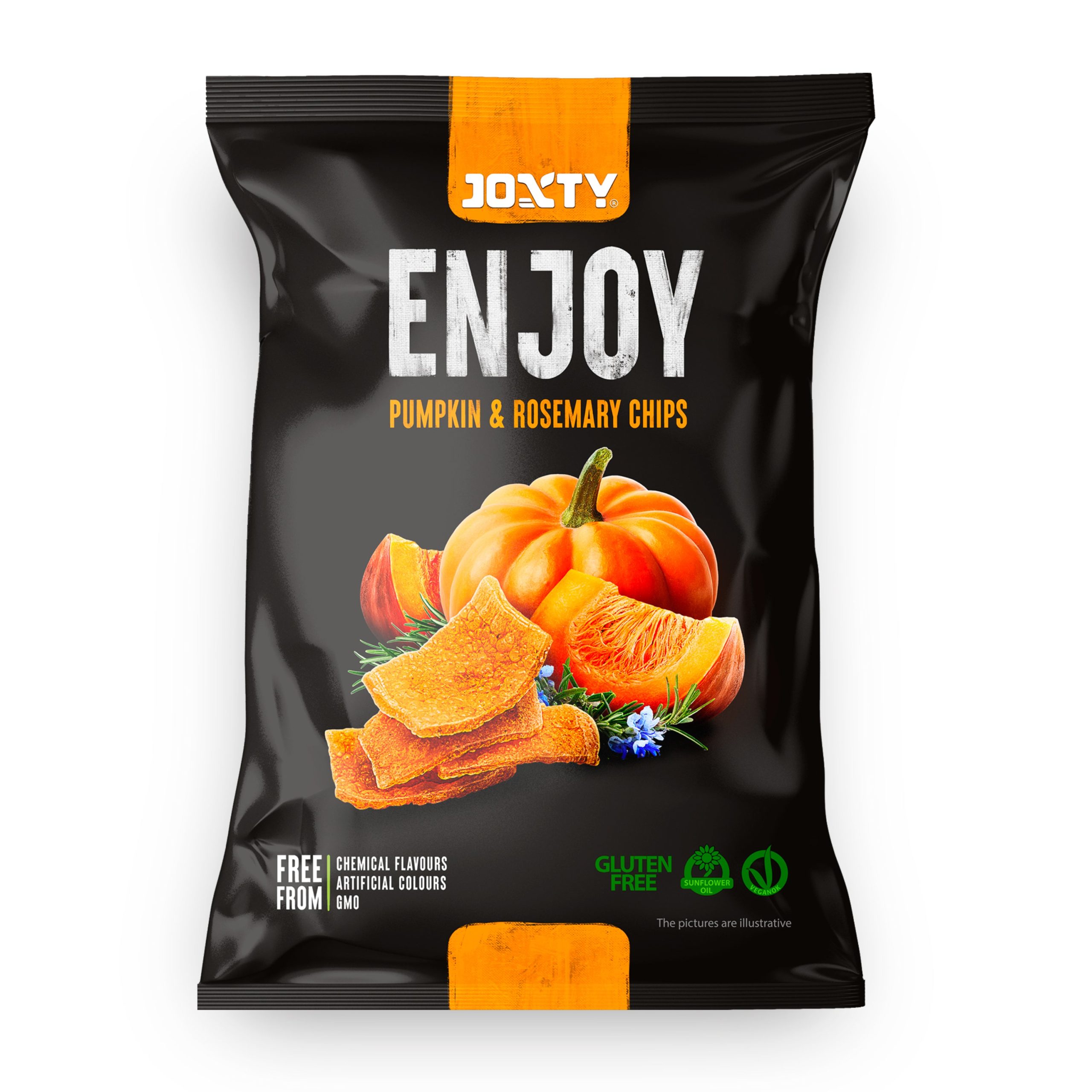 Chipsy bramborové s dýní a rozmarýnem 40 g   JOXTY ENJOY CHIPS New Delespine