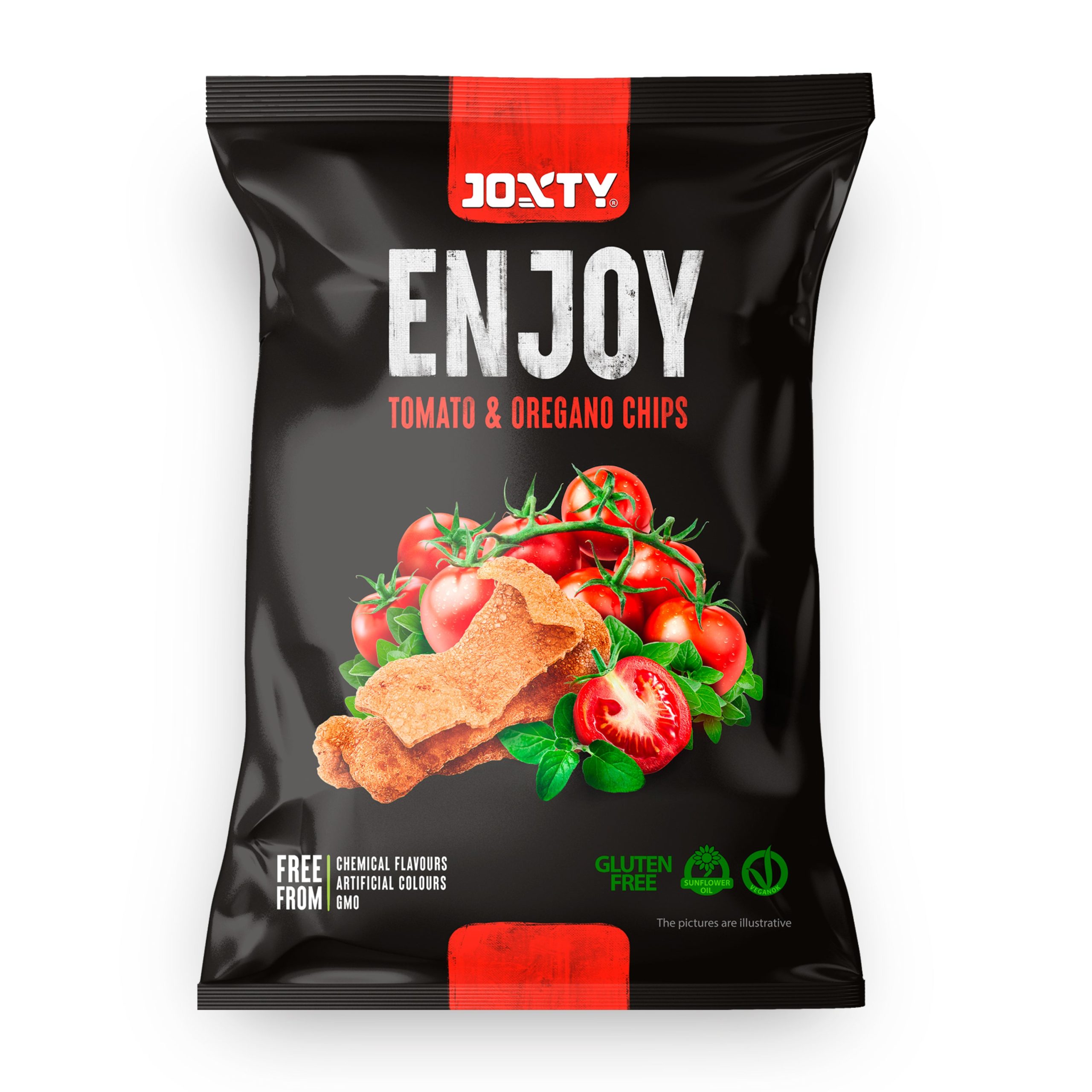 Chipsy bramborové s rajčaty a oregánem 40 g   JOXTY ENJOY CHIPS New Delespine