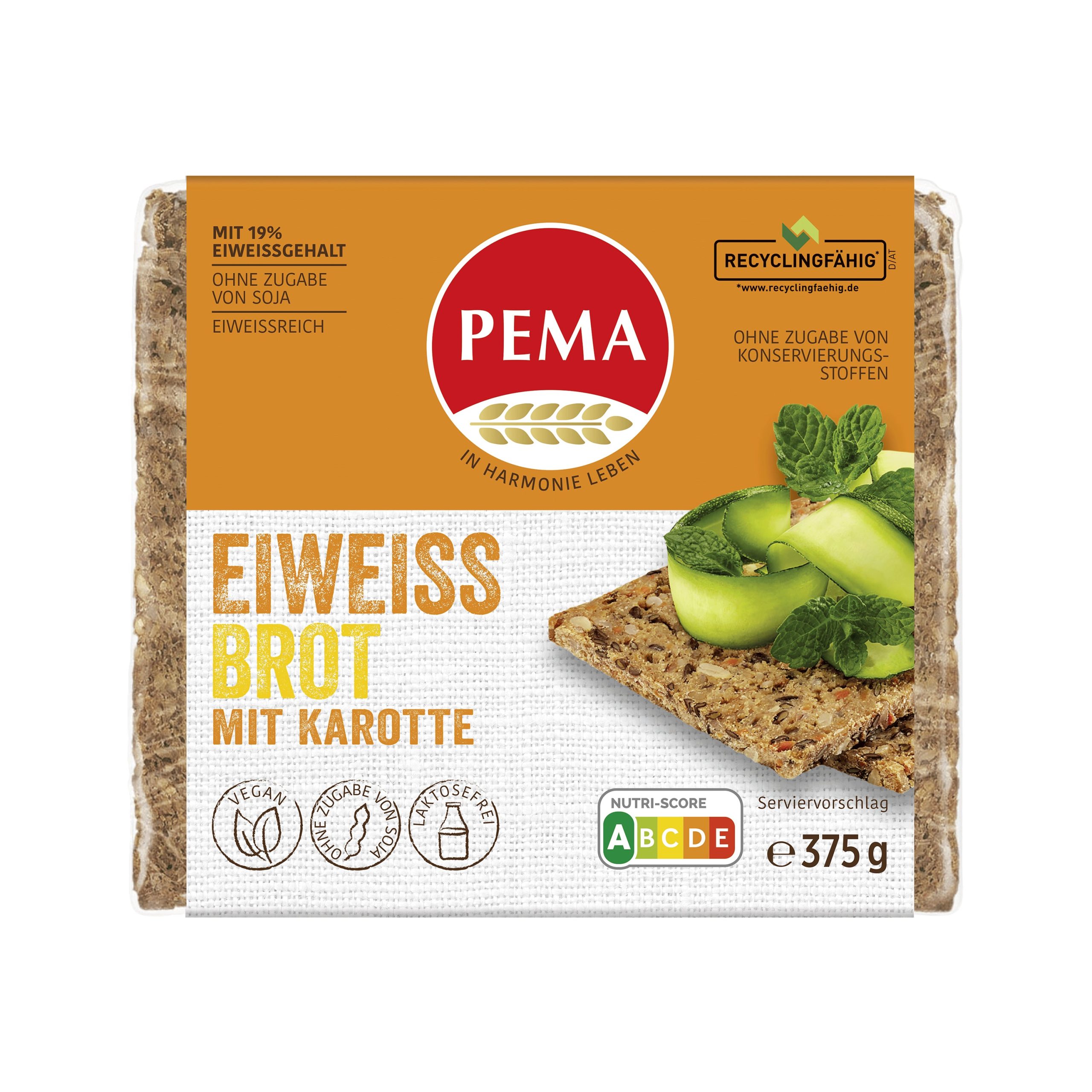 Chléb proteinový s mrkví 375 g   PEMA Pema