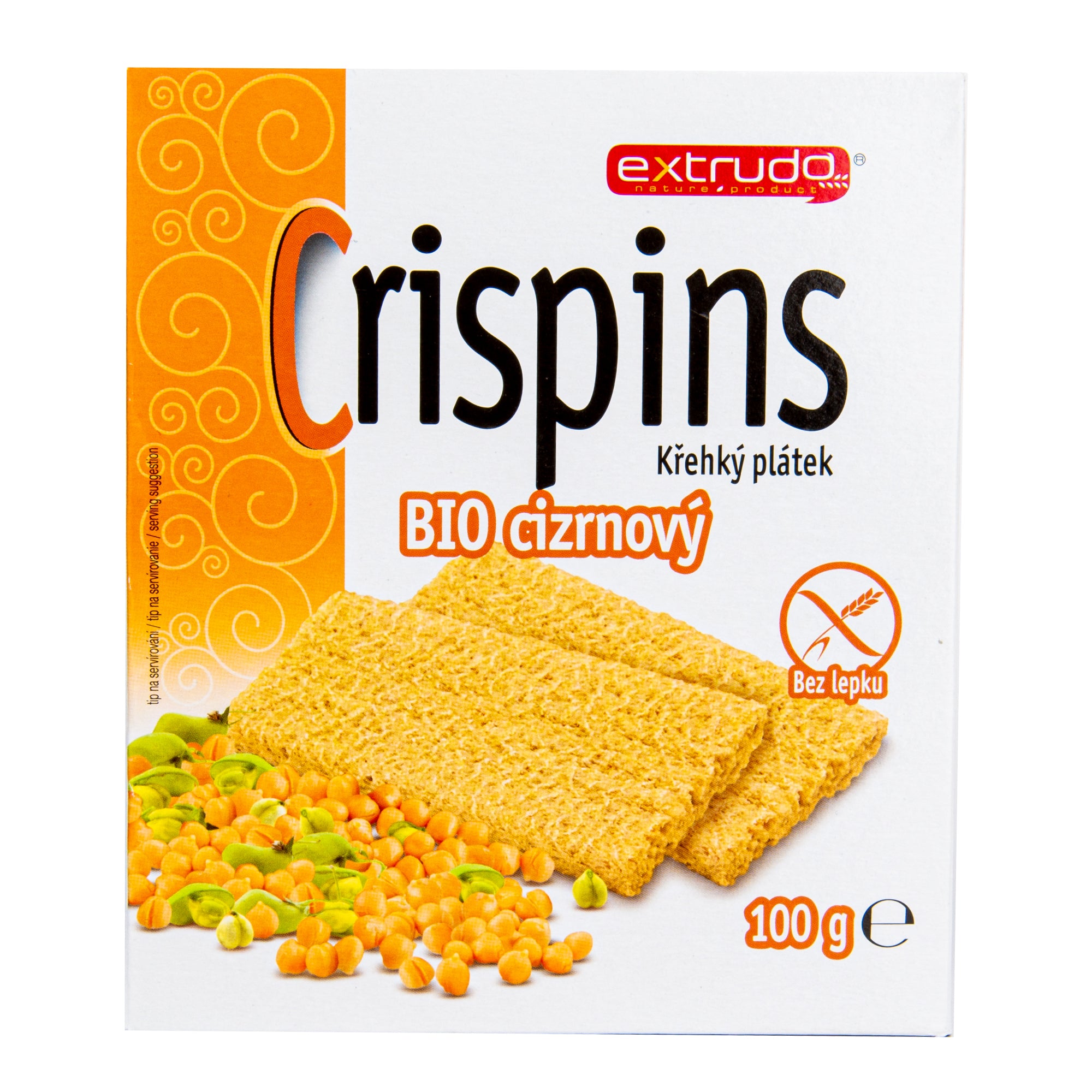 Chlebíček cizrnový Crispins bezlepkový 100 g BIO   EXTRUDO Extrudo
