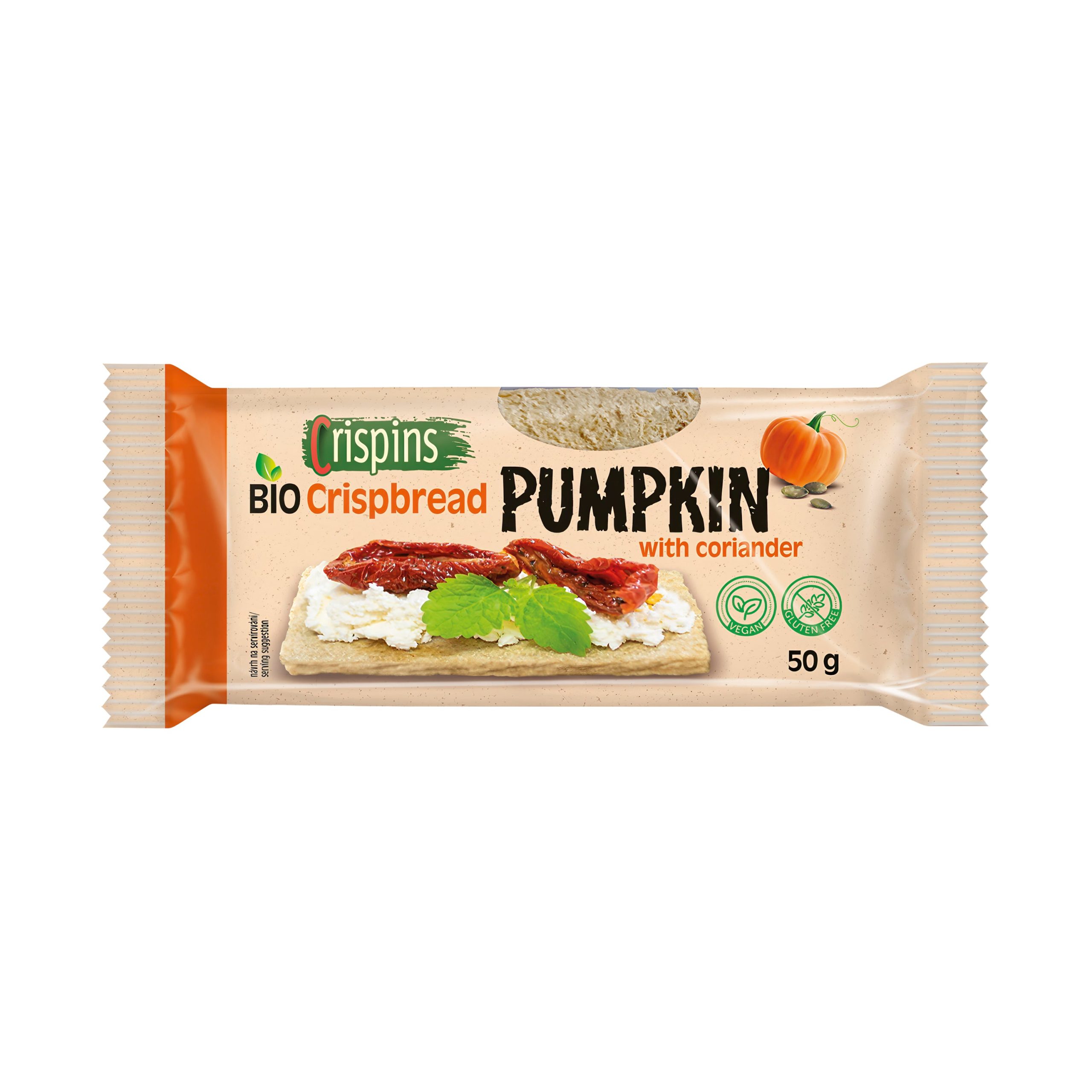 Chlebíček dýňový s koriandrem Crispins 50 g BIO   EXTRUDO Extrudo