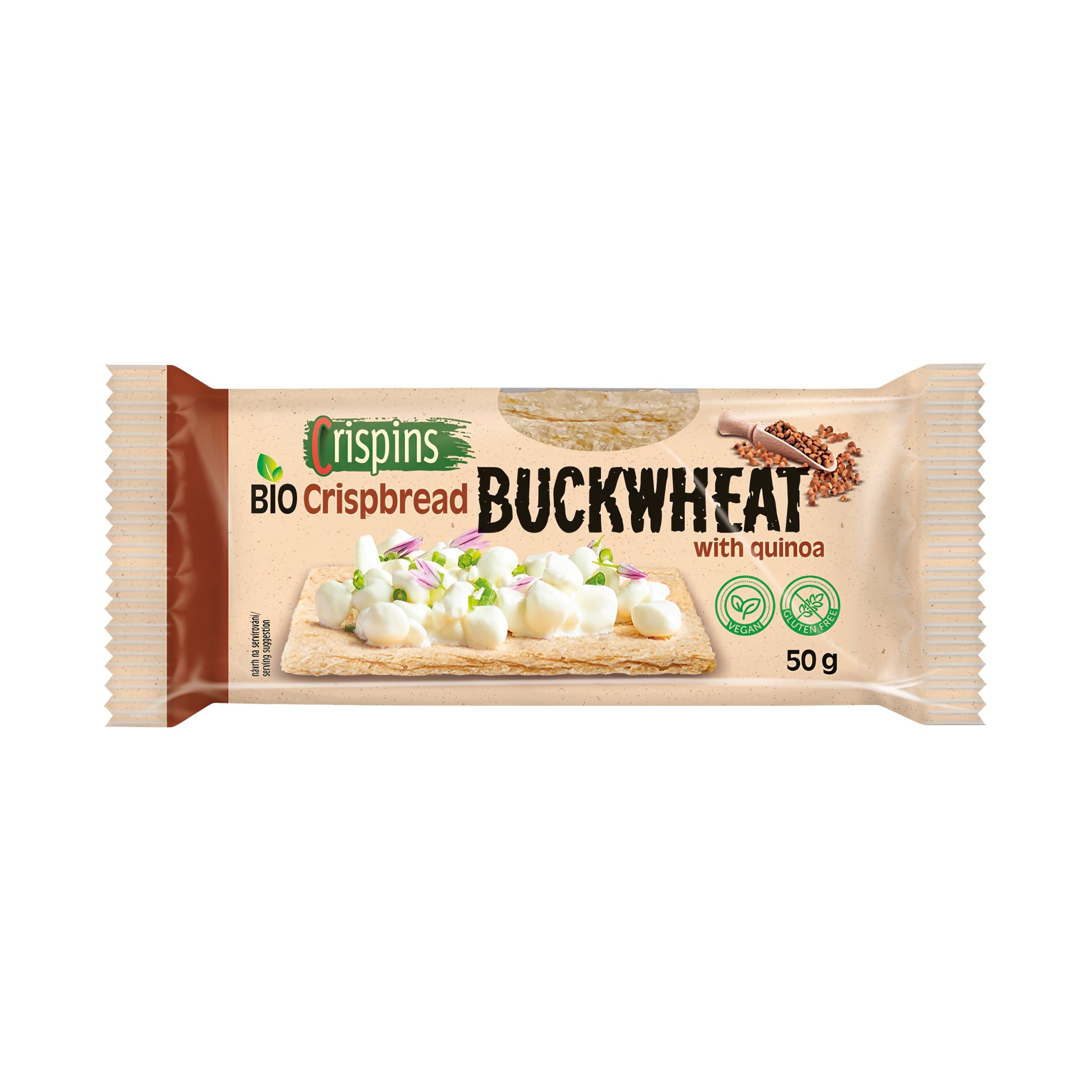 Chlebíček pohankový s quinoou Crispins 50 g BIO   EXTRUDO Extrudo