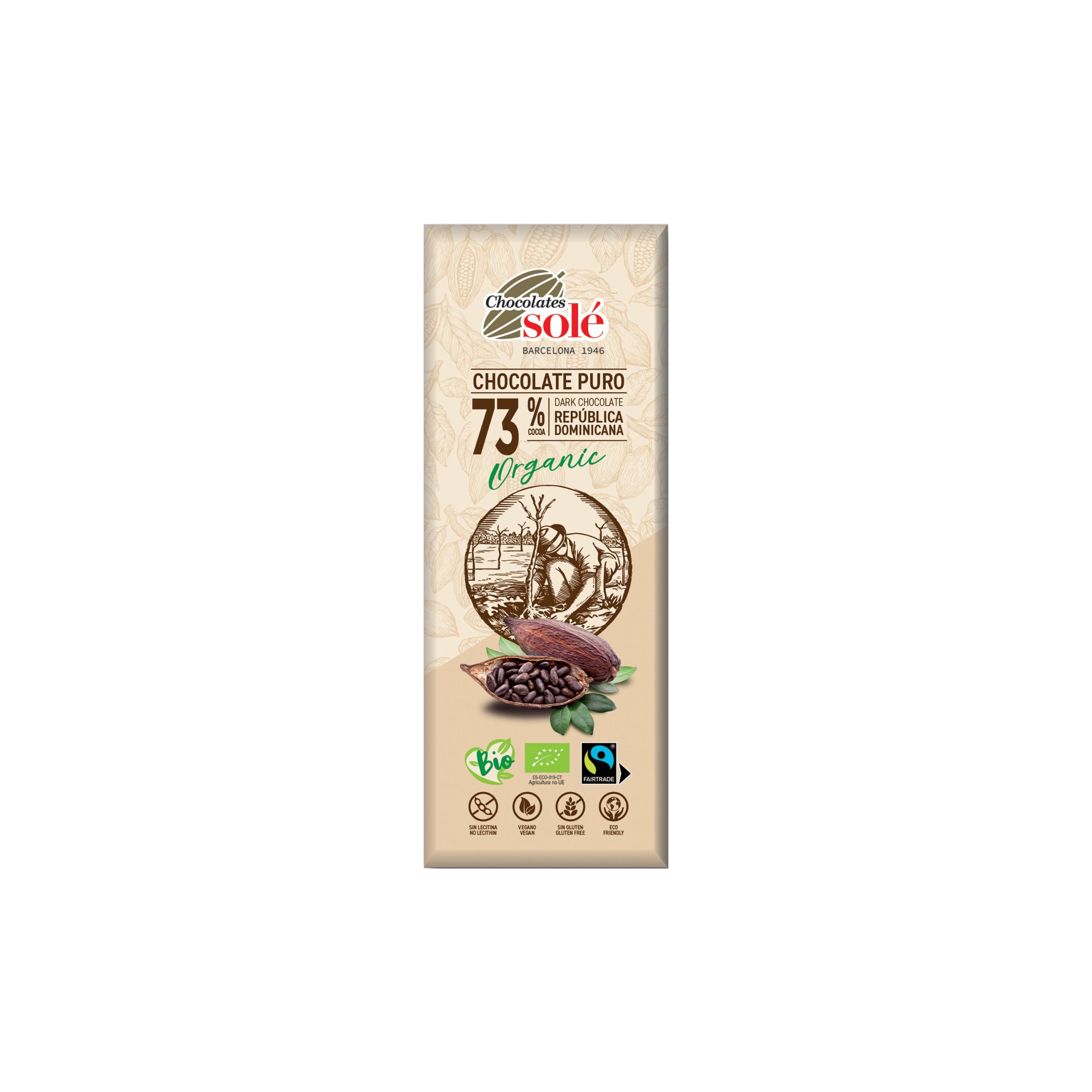 Čokoláda hořká 73 % 25 g BIO   SOLÉ SOLÉ